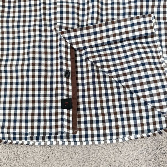 7 Downie St Plaid Brown Checkered Button Shirt - Picture 9 of 15